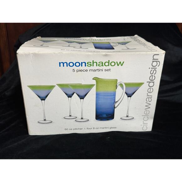 Circleware Moonshadow 5-Piece Martini Glass + Pitcher Set - Picture 1 of 4